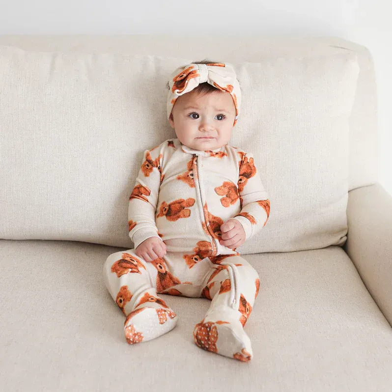 Posh Peanut Teddy Freddy - Footie Zippered One Piece