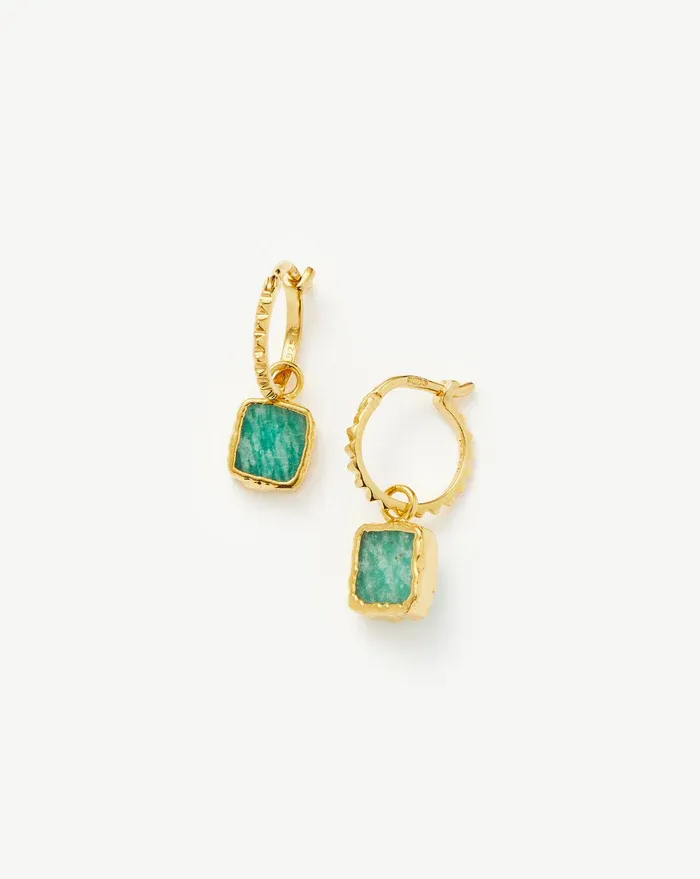 Missoma Pyramid Amazonite Mini Drop Charm Hoop Earrings