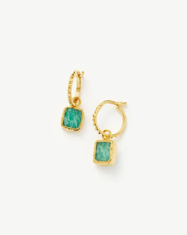 Missoma Pyramid Amazonite Mini Drop Charm Hoop Earrings