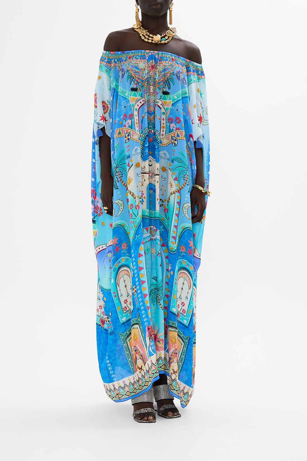CAMILLA OFF SHOULDER KAFTAN A PAINTED VILLAGE
