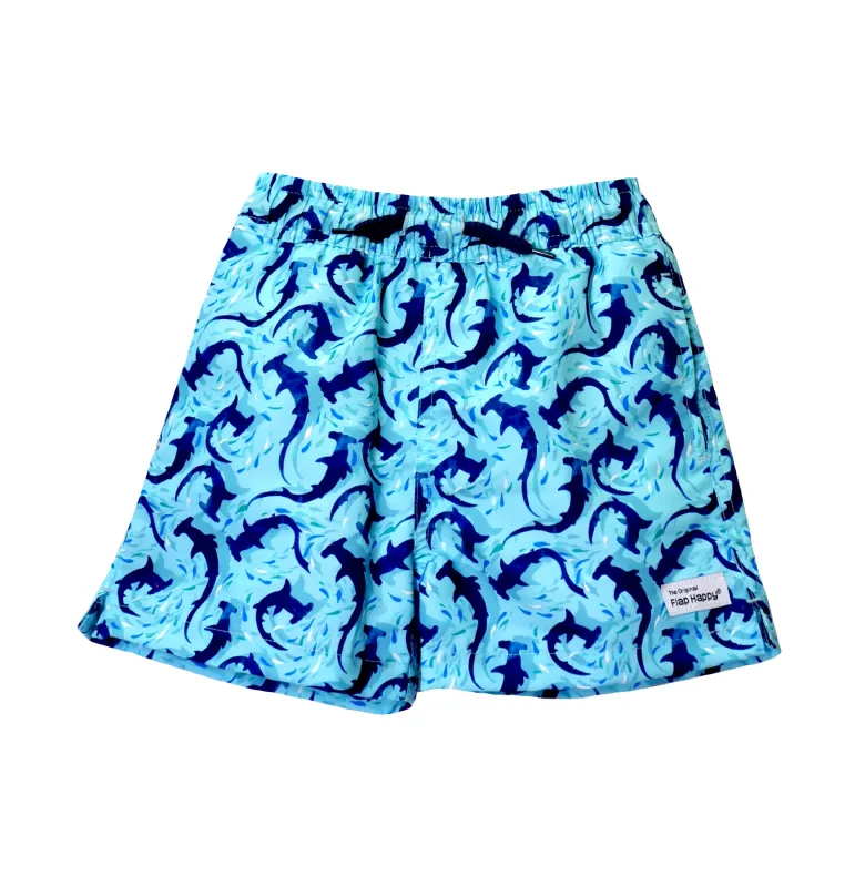 Flap Happy Swirly Sharks Swim Trunks
