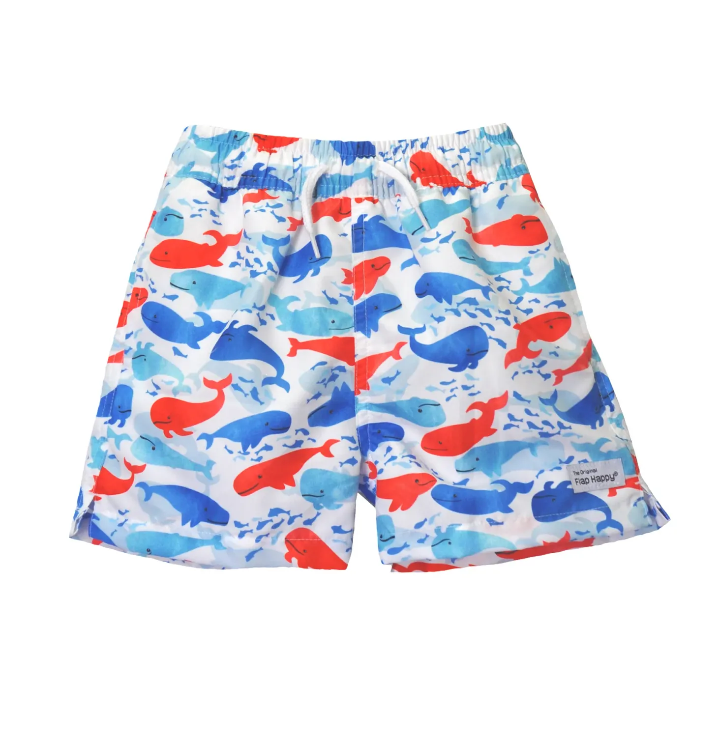 Flap Happy Splish Splash Whale Blue Swim Trunks