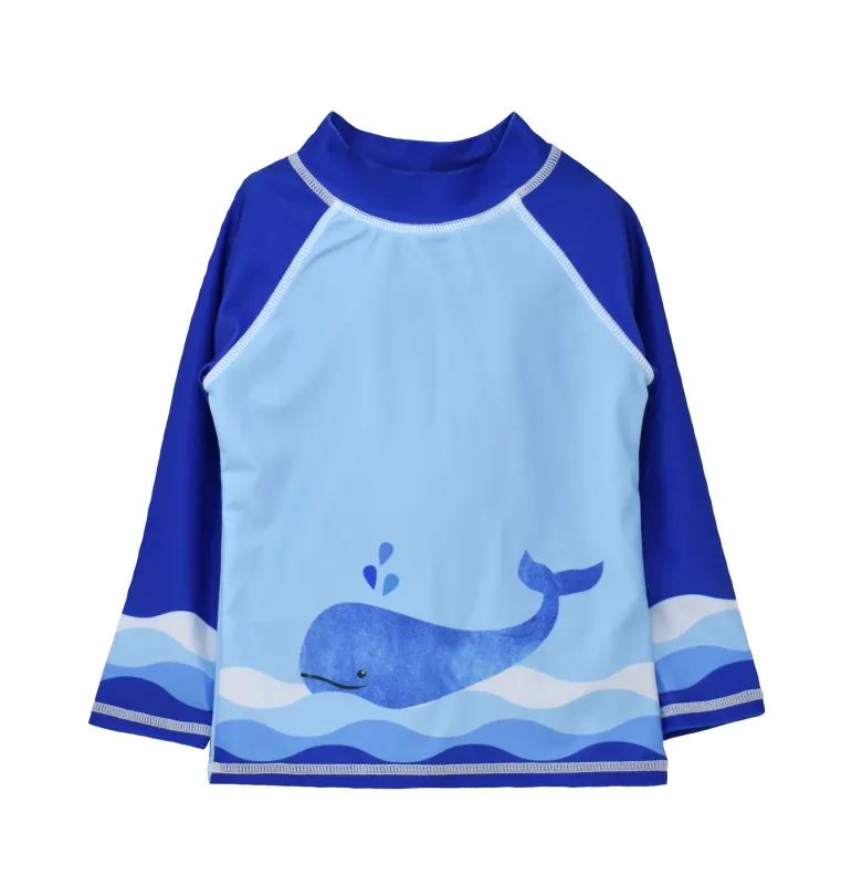 Flap Happy Splish Splash Whale Blue Rash Guard