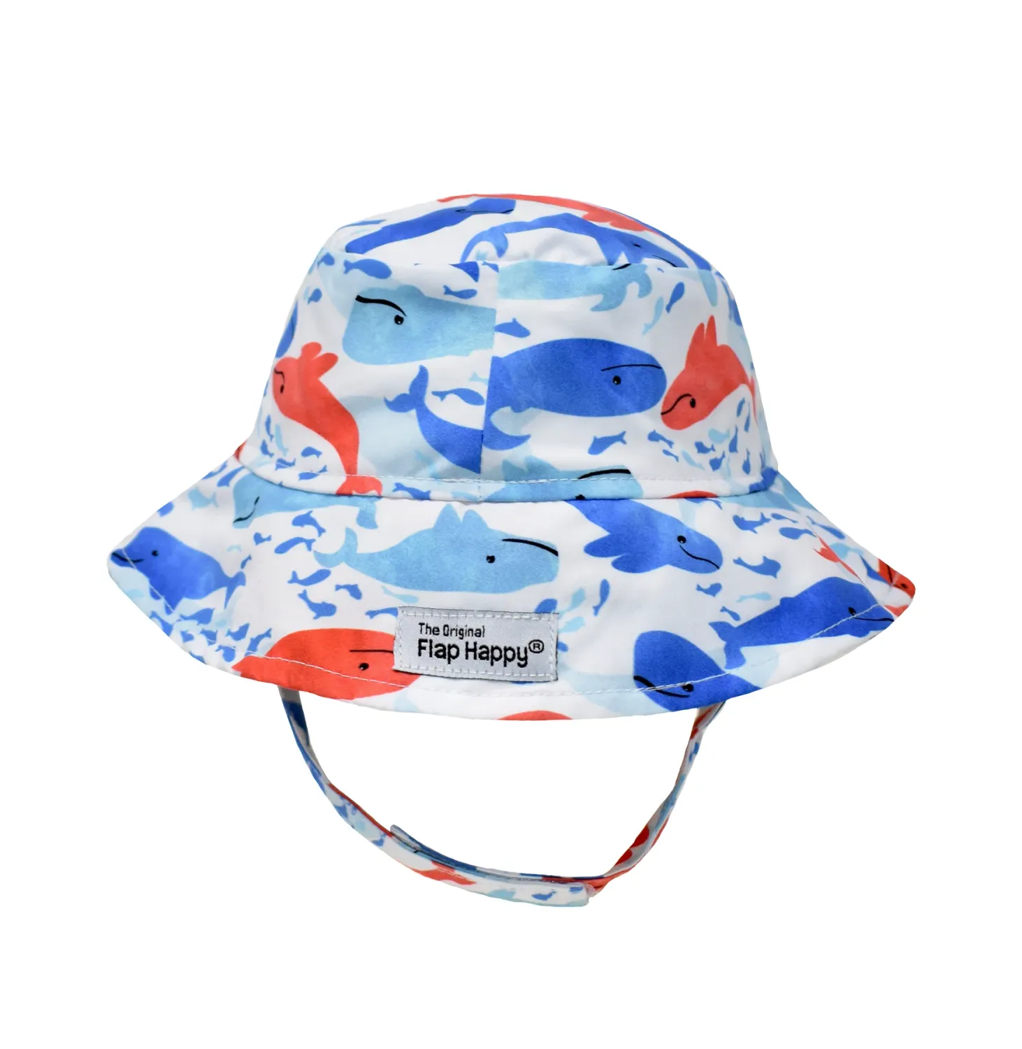 Flap Happy Splish Splash Whale Blue Bucket Hat