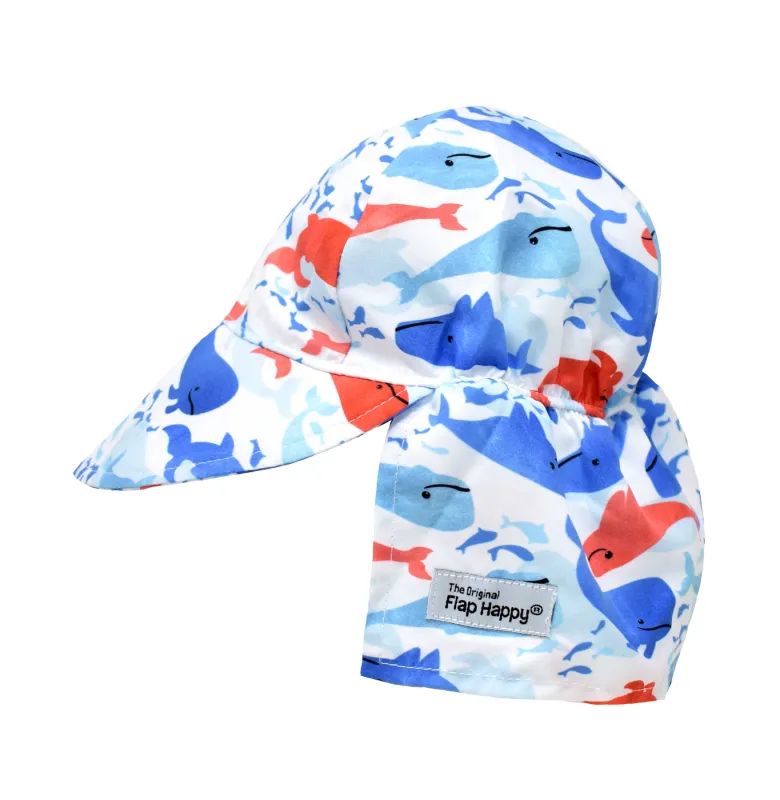 Flap Happy Splish Splash Whale Blue Flap Hat