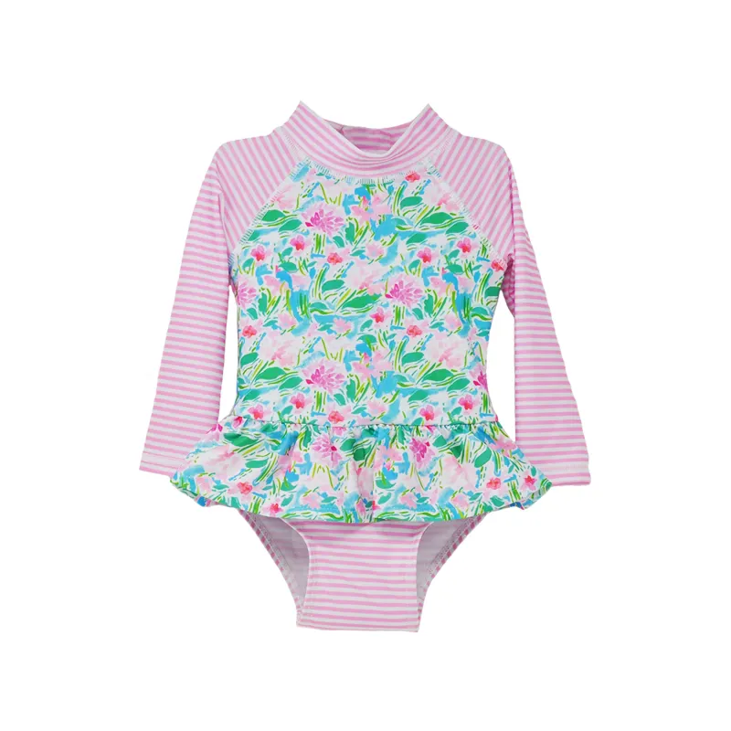 Flap Happy Lotus &amp; Lilies Ruffle Rash Guard