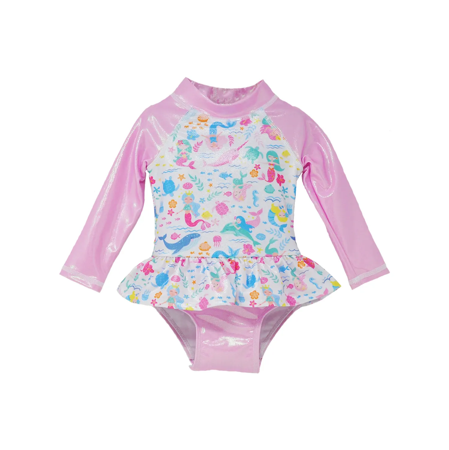 Flap Happy Mermaid Friends Ruffle Rash Guard