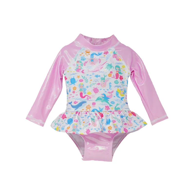 Flap Happy Mermaid Friends Ruffle Rash Guard