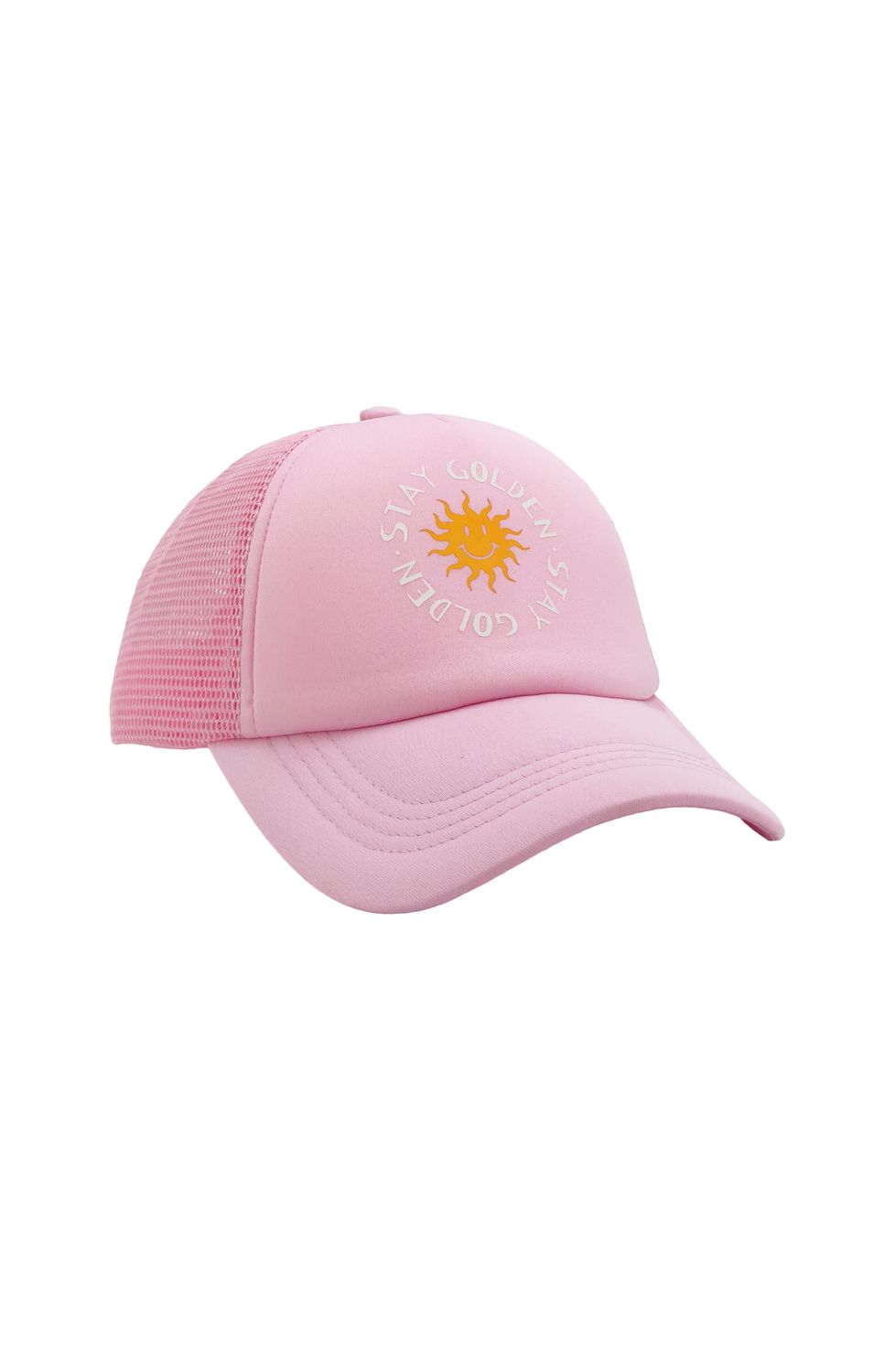 FEATHER 4 ARROW STAY GOLDEN TRUCKER HAT FAIRY TALE PINK