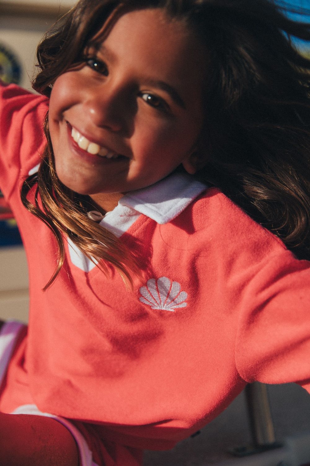 FEATHER 4 ARROW SHELL YEAH POLO TOP HOT CORAL
