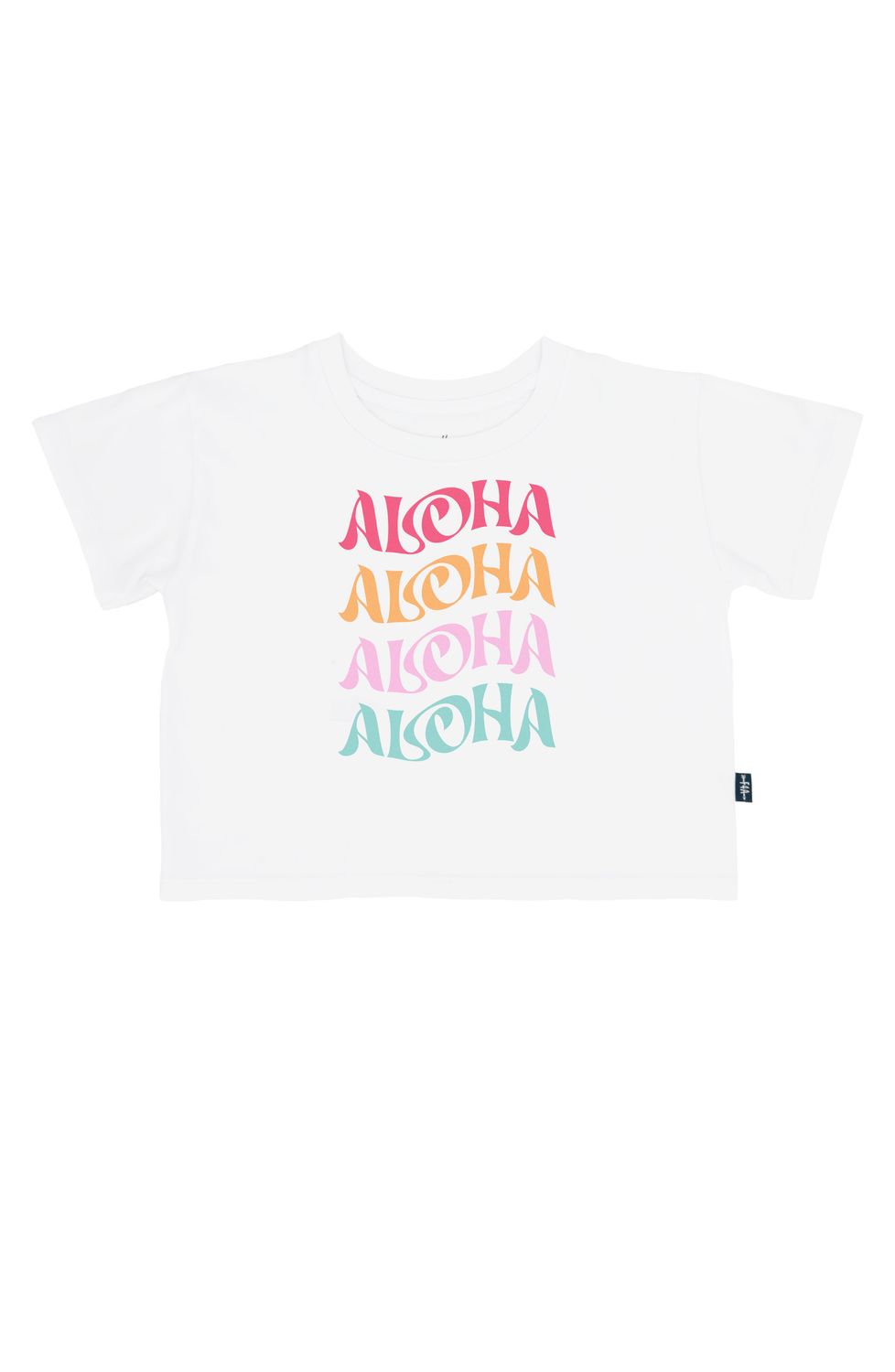 FEATHER 4 ARROW ALOHA CROP TEE WHITE