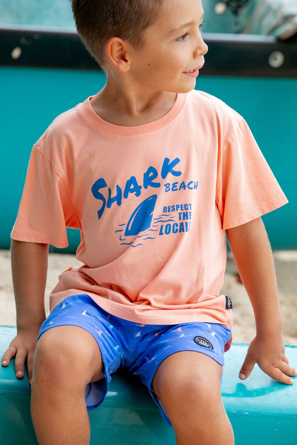 FEATHER 4 ARROW SHARK BEACH VINTAGE TEE PAPAYA