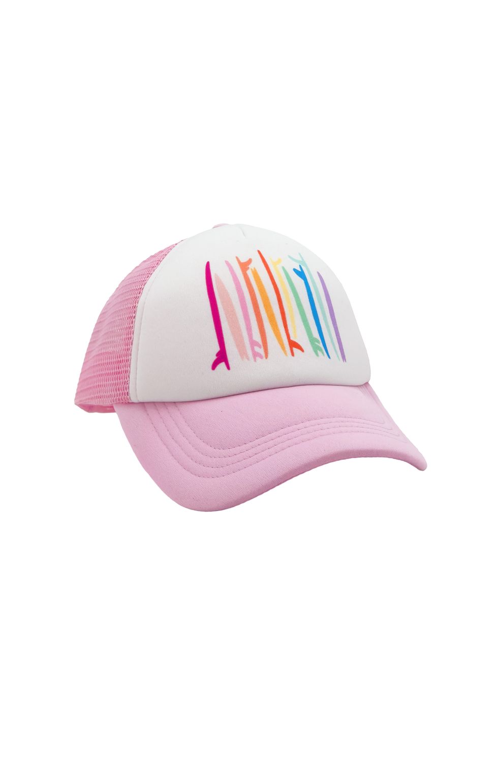 FEATHER 4 ARROW RAINBOW SURF TRUCKER HAT FAIRY TALE PINK