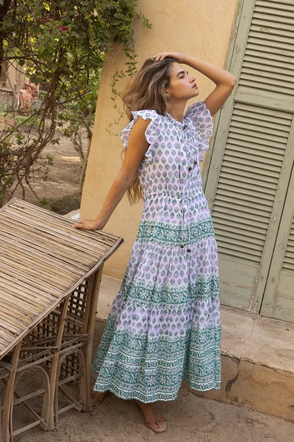 Oliphant Cinched Flirty Midi Bloom