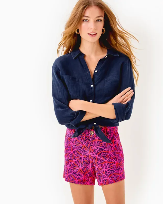 LILLY PULITZER CALLAHAN KNIT SHORT PASSION FRUIT PINK STAR SEARCHING