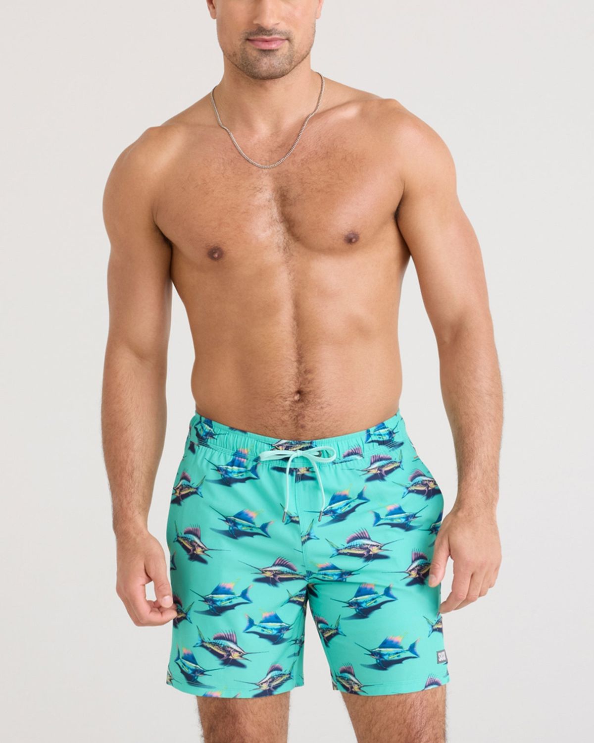 SAXX OH BUOY 2N1 7&quot;VOLLEY SWIM SHORT - GREAT CATCH - SURF BLUE