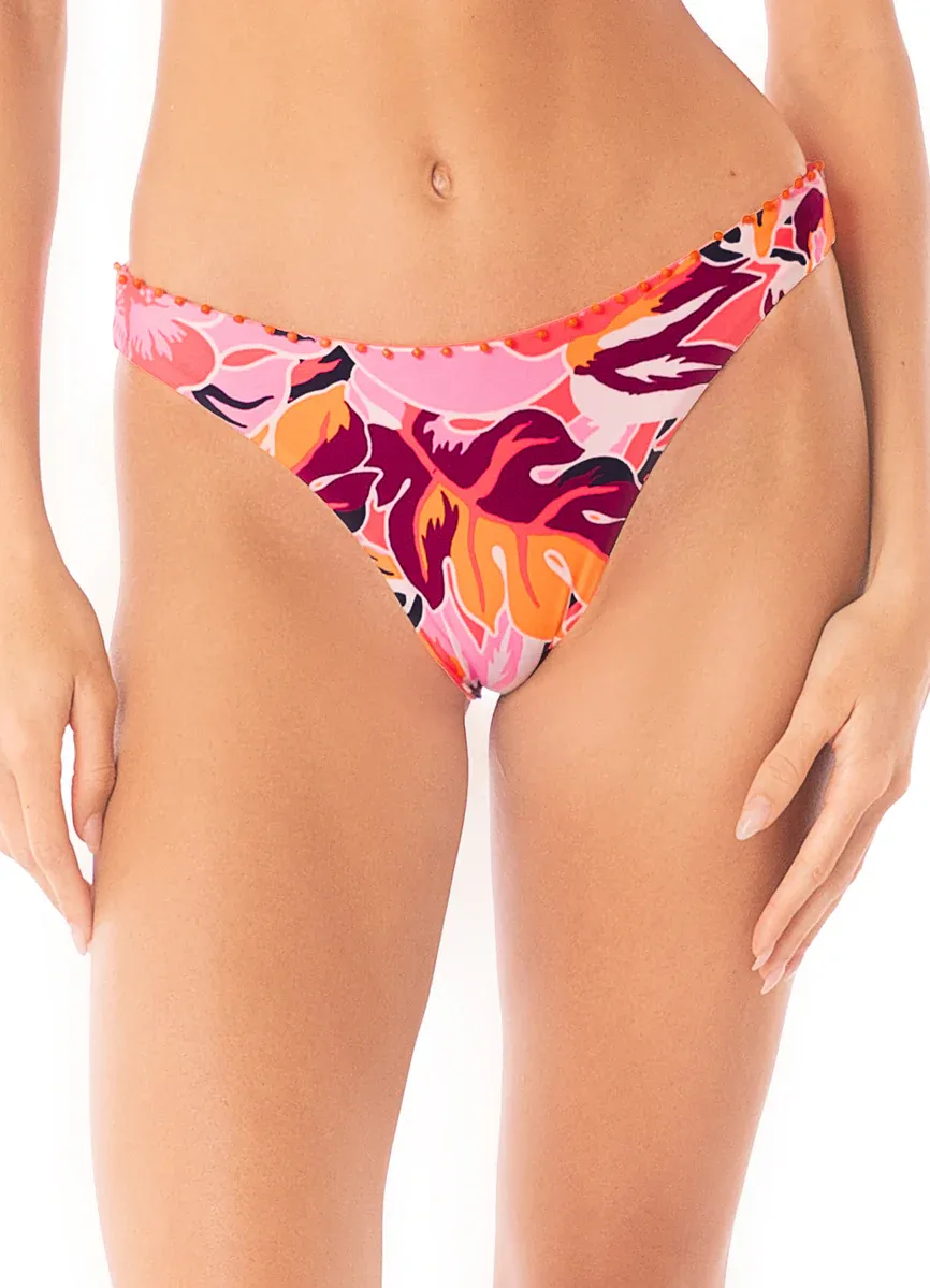 MAAJI CORAL LEAFY SUBLIMITY BIKINI BOTTOM PINK OVERFLOW