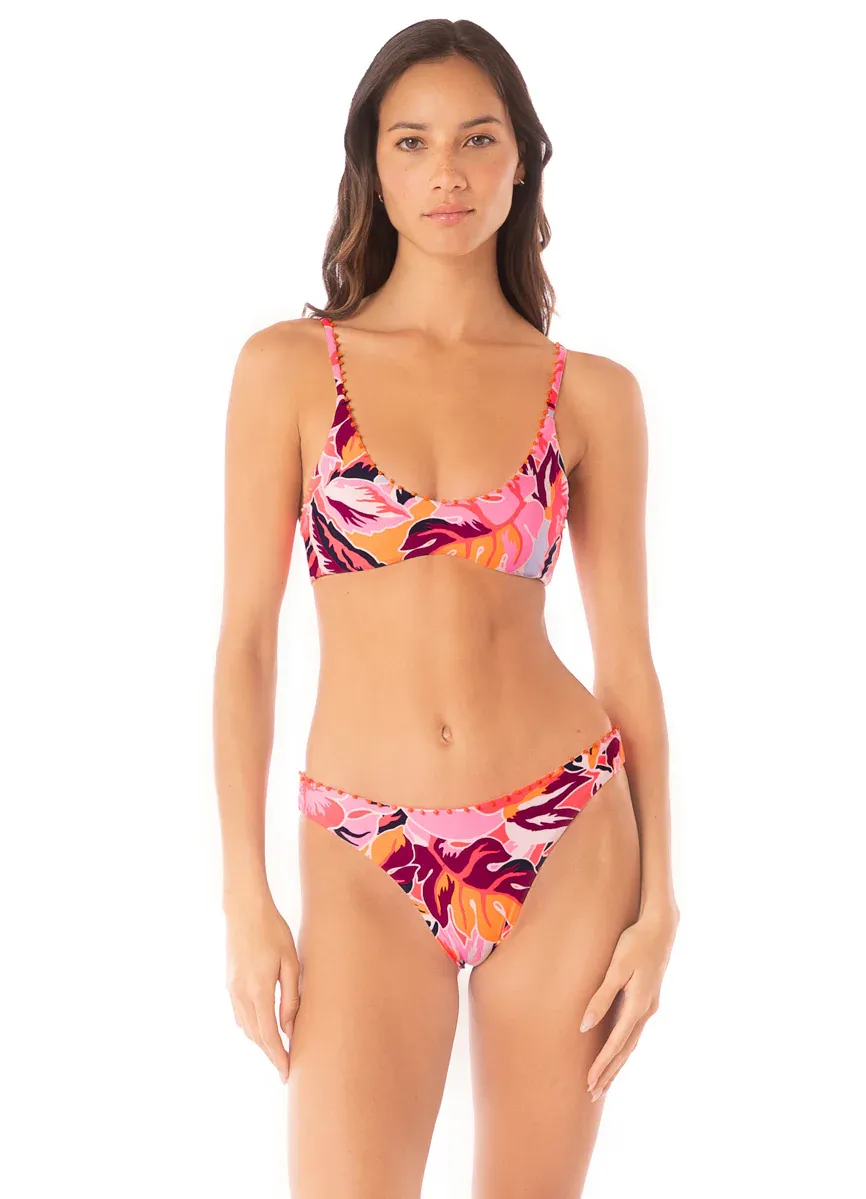 MAAJI CORAL LEAFY LIBERTIES BIKINI TOP PINK OVERFLOW