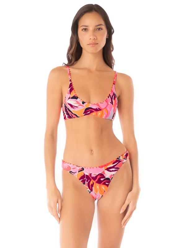 MAAJI CORAL LEAFY LIBERTIES BIKINI TOP PINK OVERFLOW