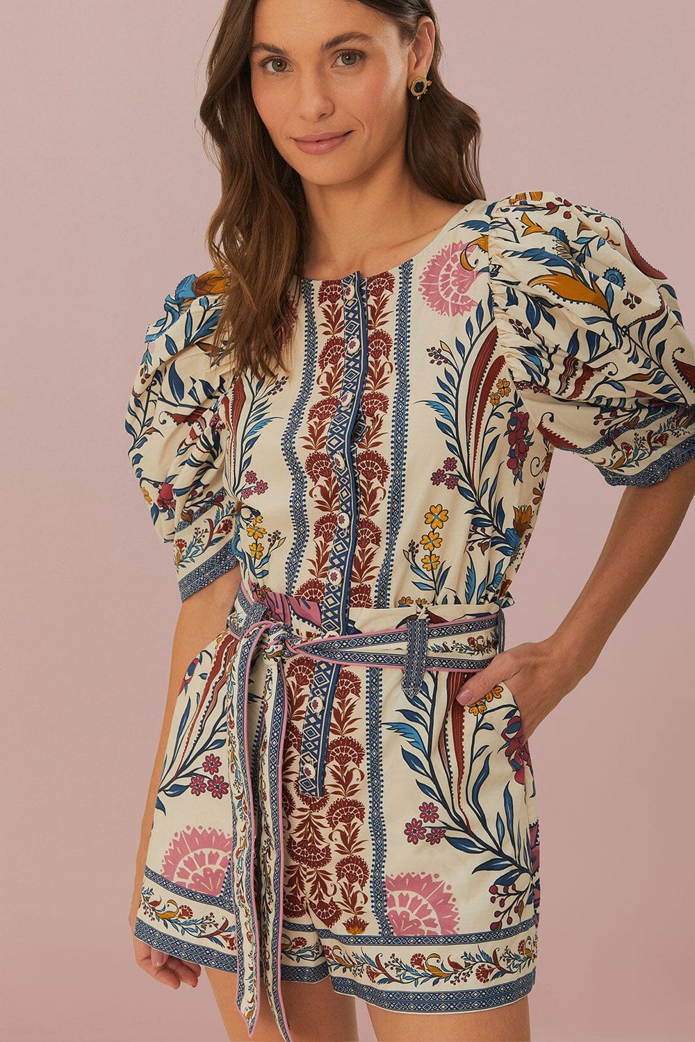 FARM RIO ROMANTIC LIGHTNESS CREAM ROMPER