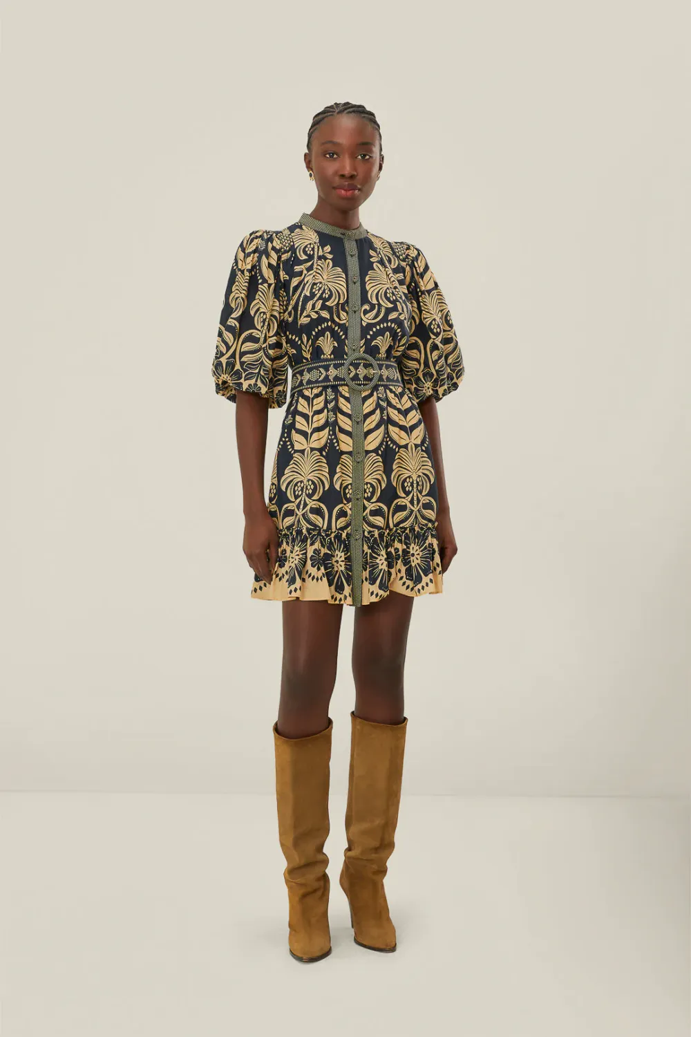 FARM RIO AINIKA TROPICAL SPLENDOR BLUE MINI DRESS