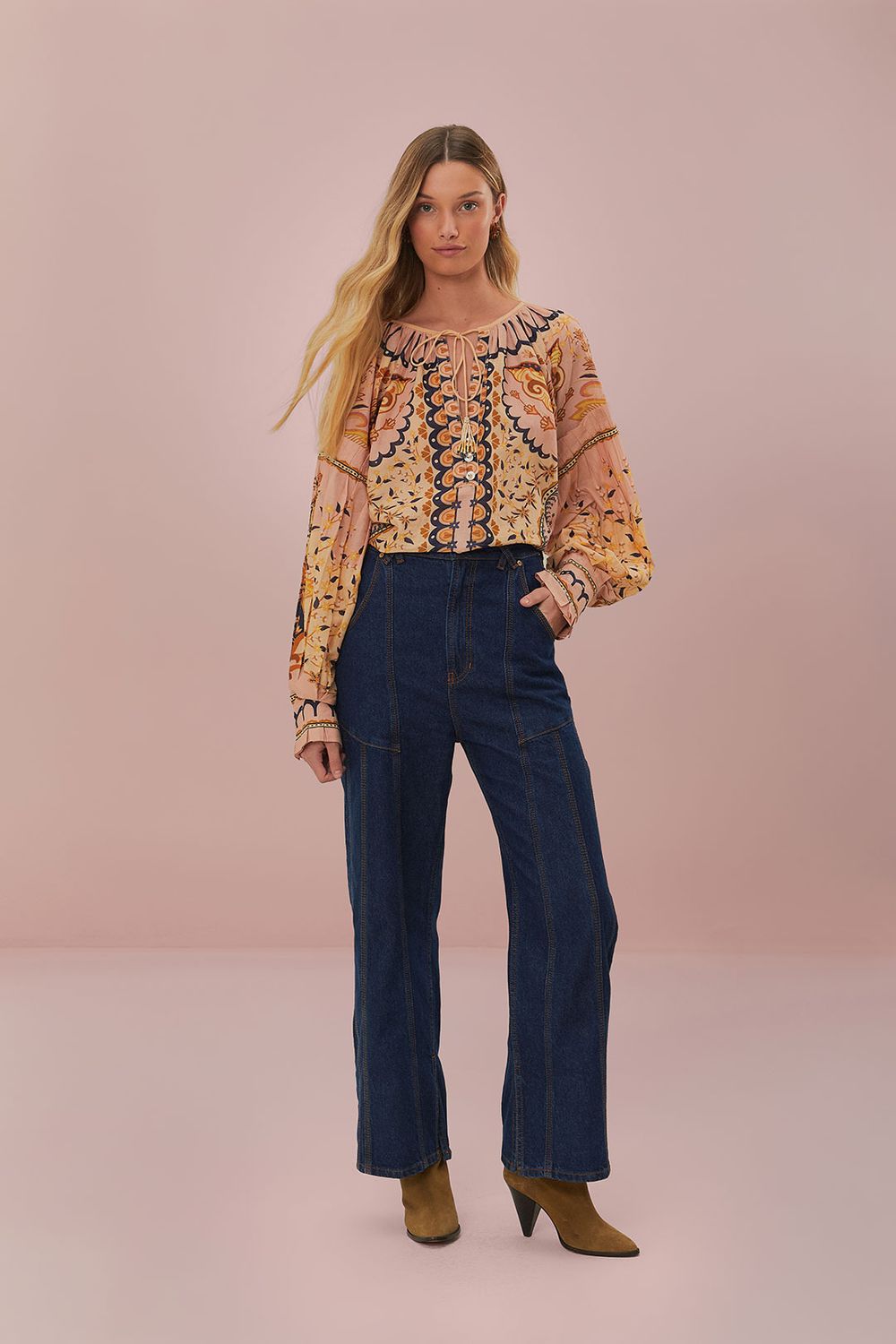 FARM RIO JAIPUR BEIGE BLOUSE