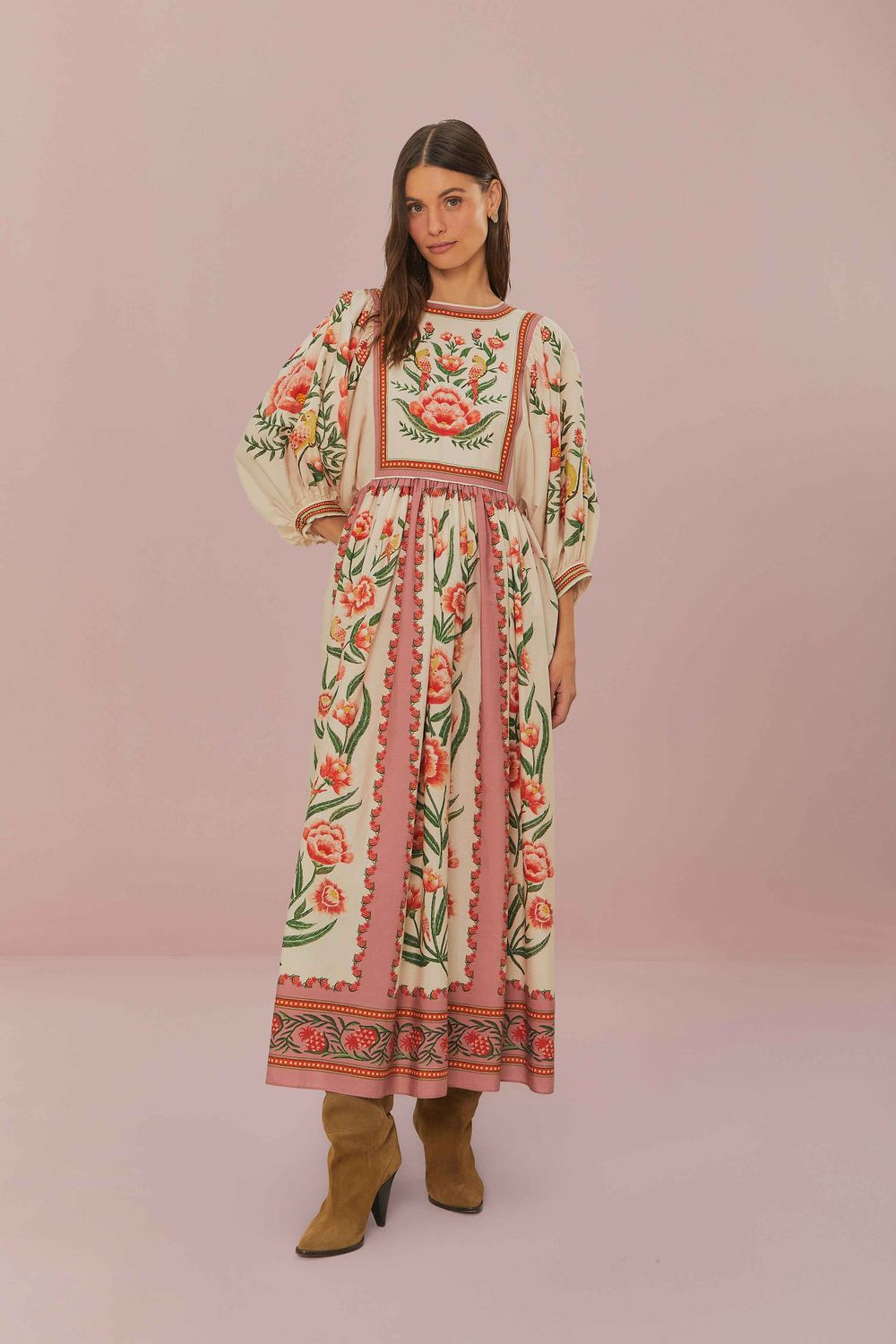 FARM RIO AINIKA DELICATE OFF-WHITE MAXI DRESS