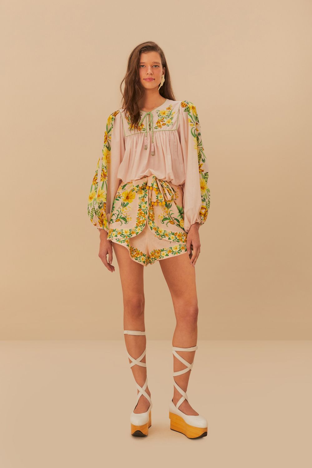 FARM RIO BOTANICAL BEAUTY PINK SHORTS