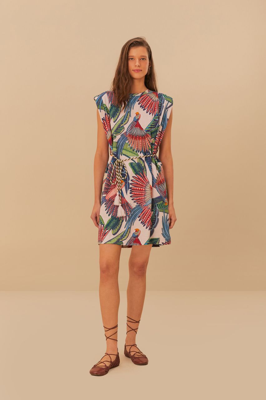 FARM RIO MACAW FLIGHT PINK MINI TSHIRT DRESS