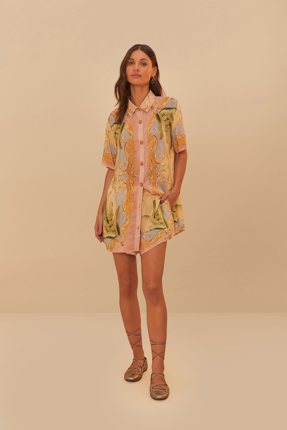 FARM RIO BANANA ROYALTY KALENDOSCOPE MULTICOLOR SHIRT