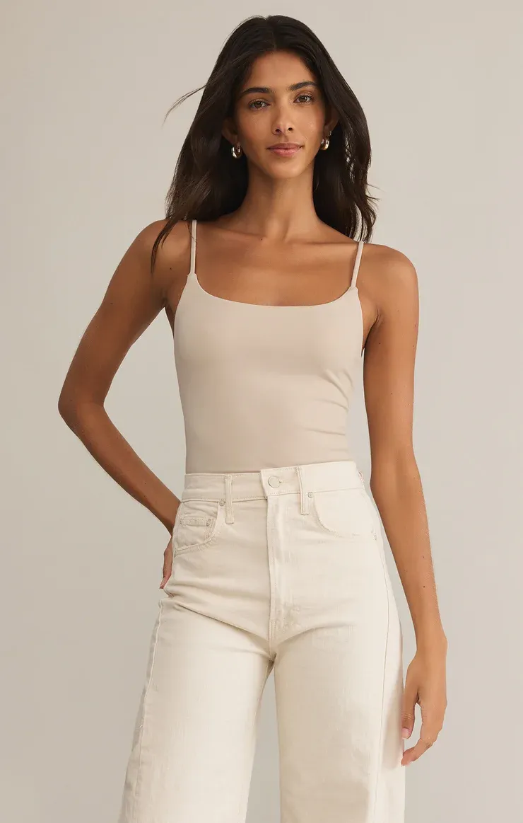 Z SUPPLY LUXE SMOOTH JERSEY BODYSUIT SANDSHELL