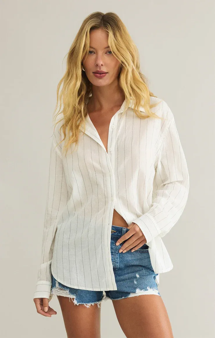 Z Supply Seaport Striped Shirt White