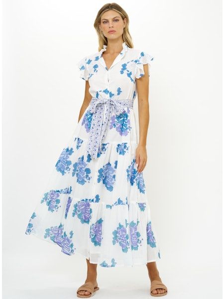 Oliphant Ruffle Collar Button Maxi Portofino
