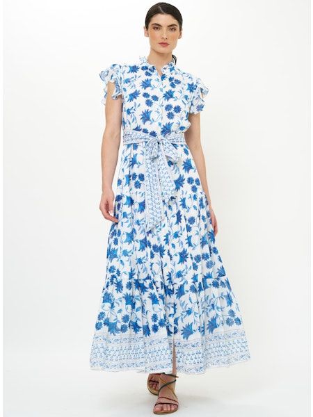Oliphant Ruffle Collar Button Maxi Marion