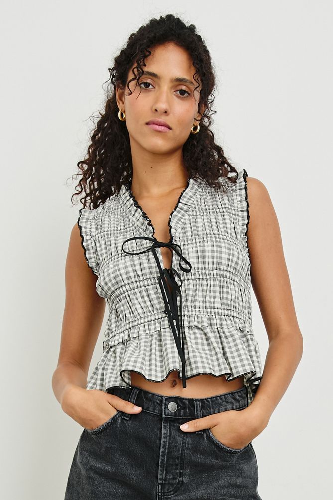 RAILS MARTINE TOP IVORY JET GINGHAM