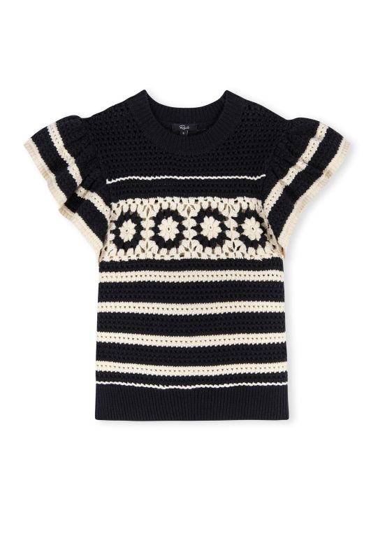 RAILS PENELOPE BLOUSE BLACK IVORY STRIPE