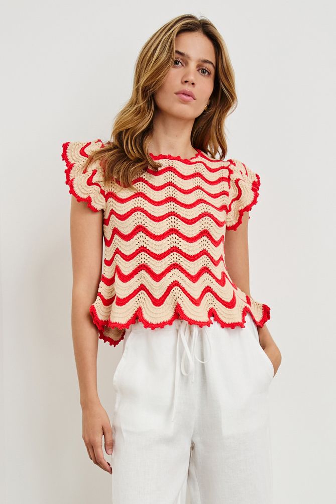 RAILS COEN TOP CHERRY OAT STRIPE