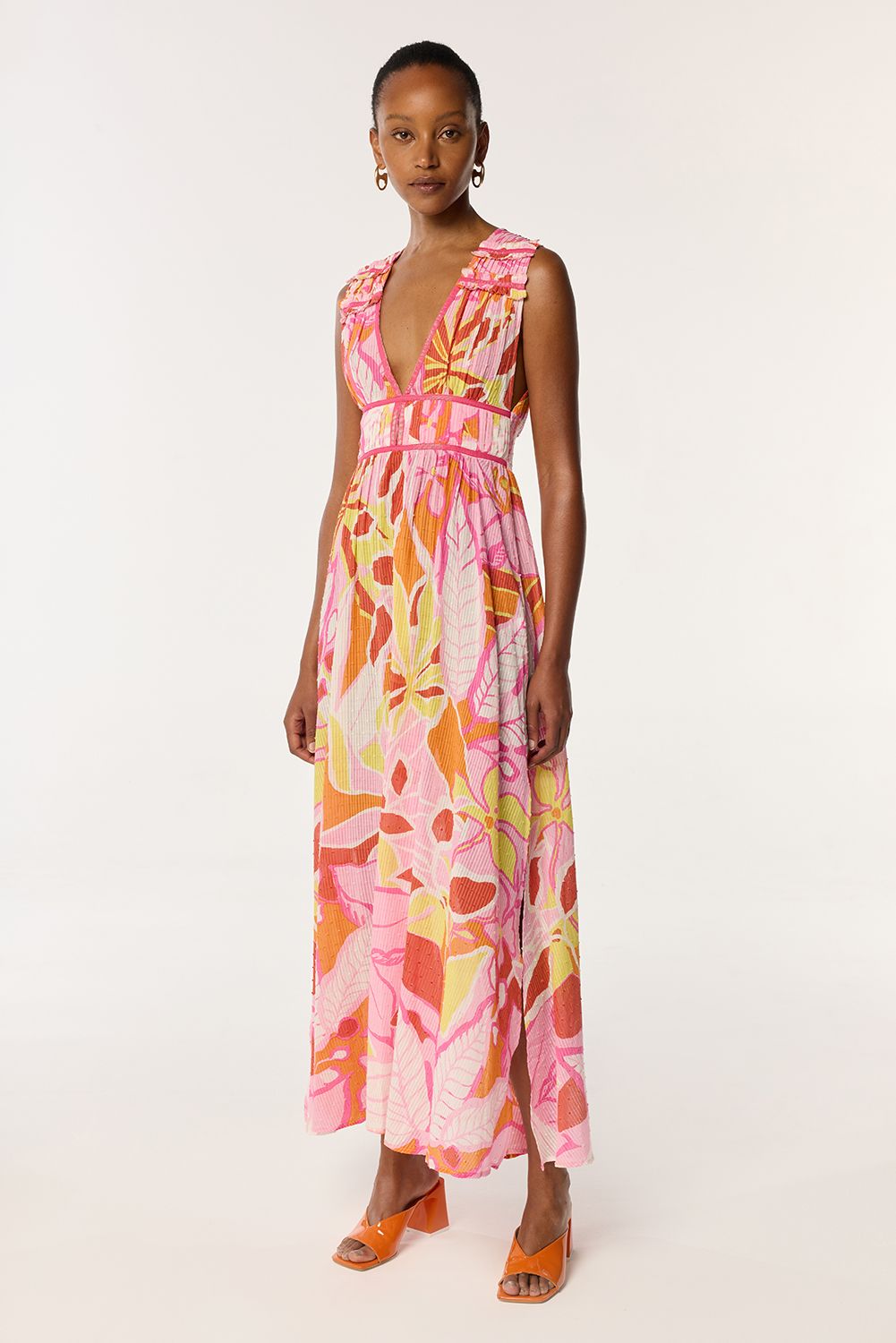 POUPETTE ST BARTH LONG DRESS CHIARA CT STRIPE PM PINK MACRO LILIUM