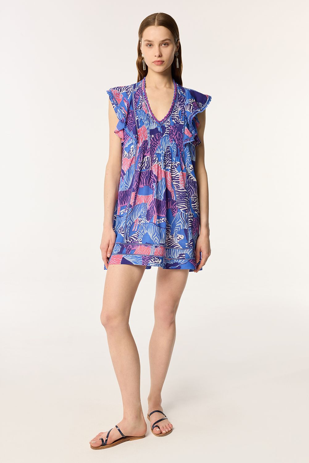 POUPETTE ST BARTH MINI DRESS CAMELIA V BLUE ASHANTI