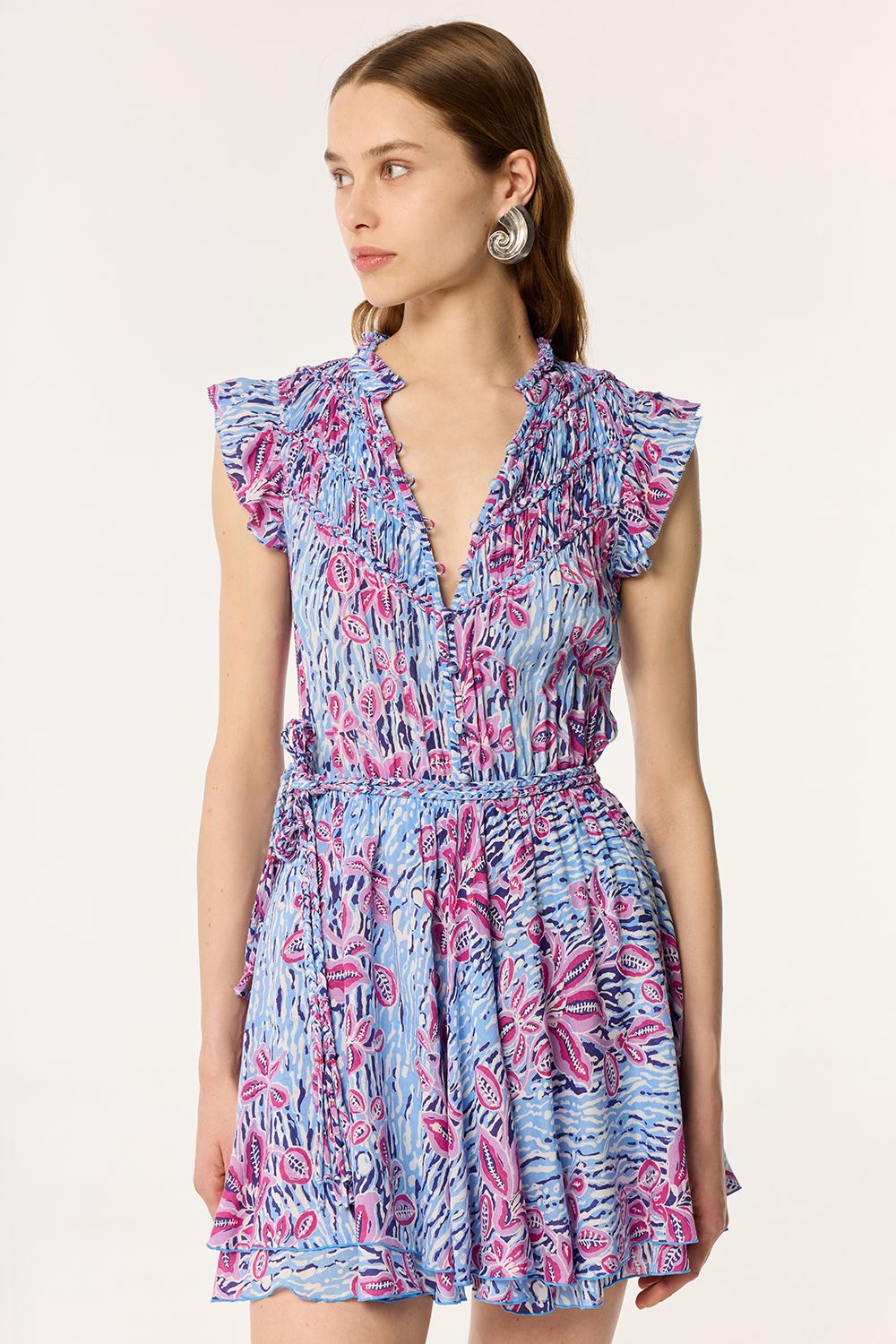 POUPETTE ST BARTH MINI DRESS CALLIE V BLUE EXOTIC FOREST