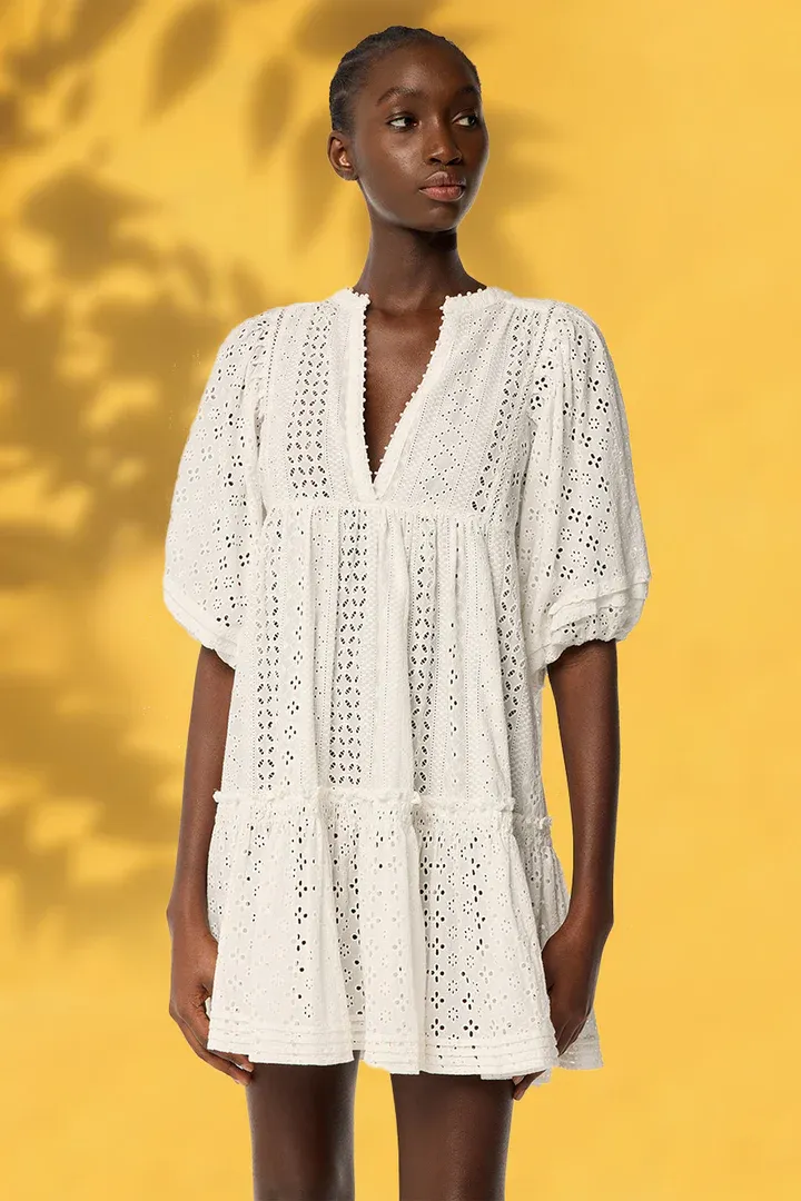 POUPETTE ST BARTH MINI DRESS ARIA CT E PL SPC NATURAL WHITE PLAIN