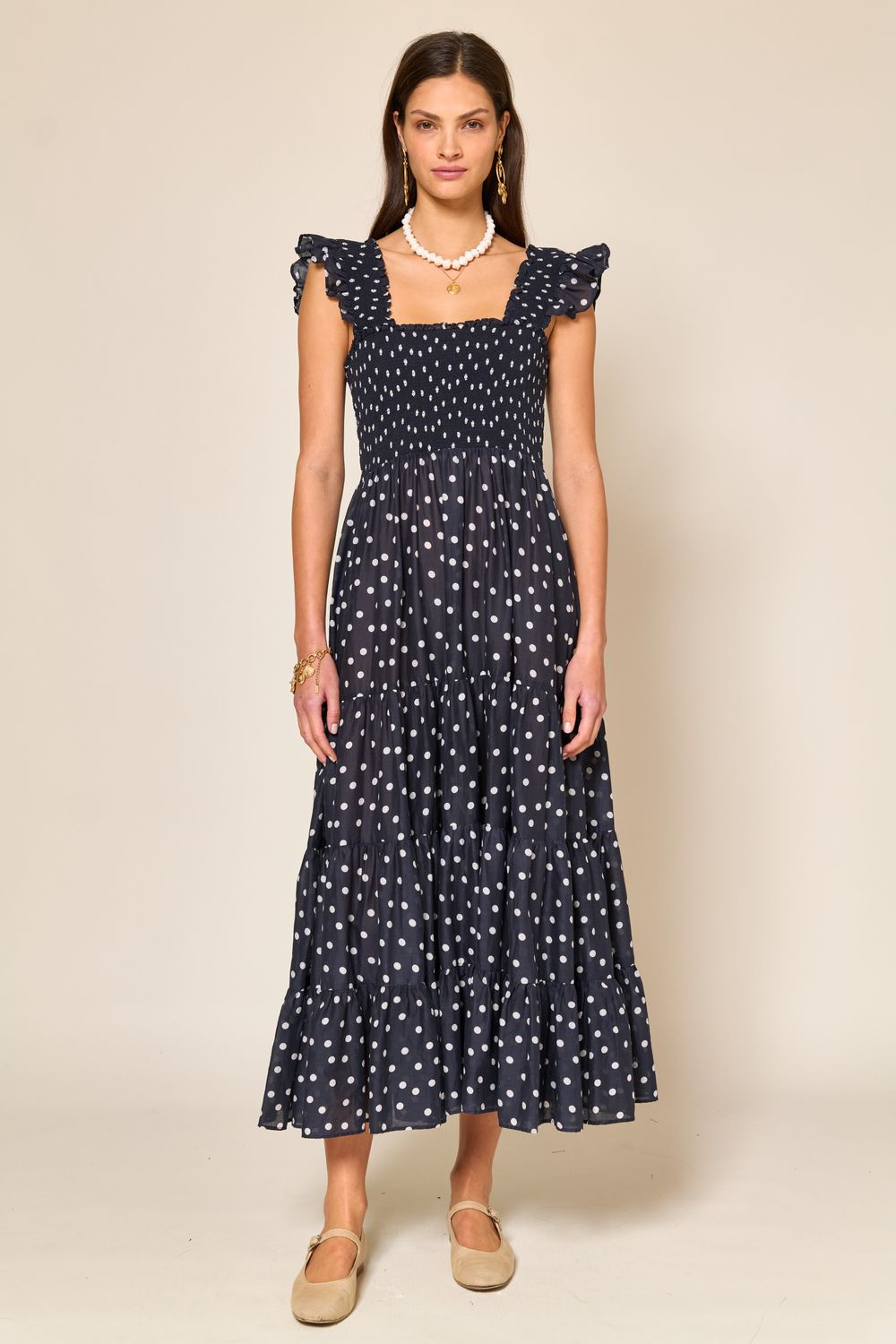 Rixo Kendall Dress Bohemia Spot Deep Navy