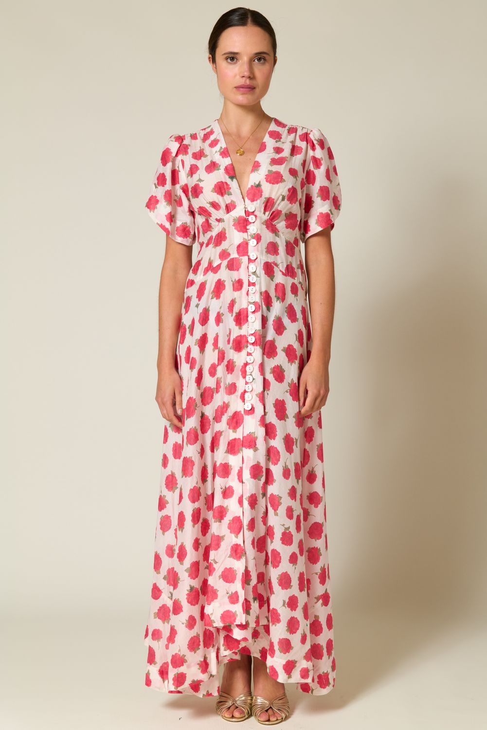 Rixo Novara Dress Vintage Rose Ivory