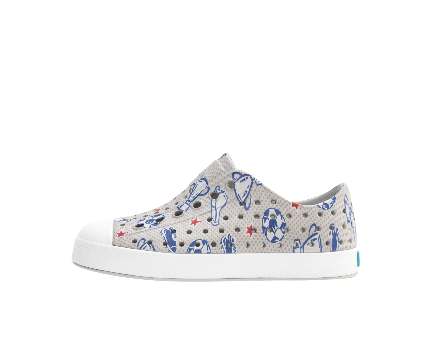 Native JEFFERSON PRINT KIDS HYAMS GREY/ SHELL WHITE/ SOCCER TROPHY