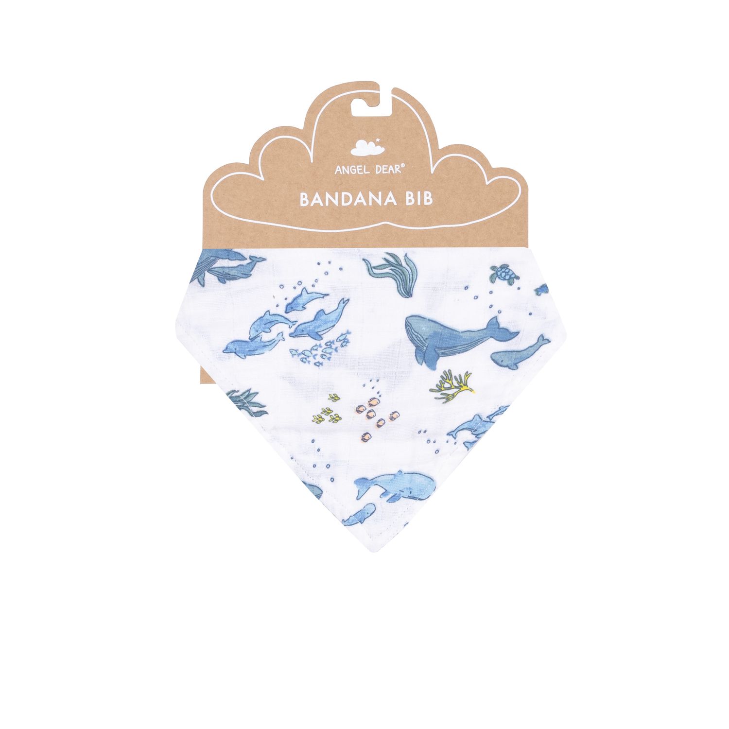 Angel Dear Watercolor Blue Whales Bandana Bib