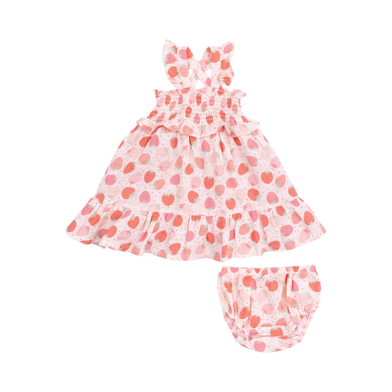 Angel Dear Strawberry Bliss Smocked Ruffle Sundress &amp;DC