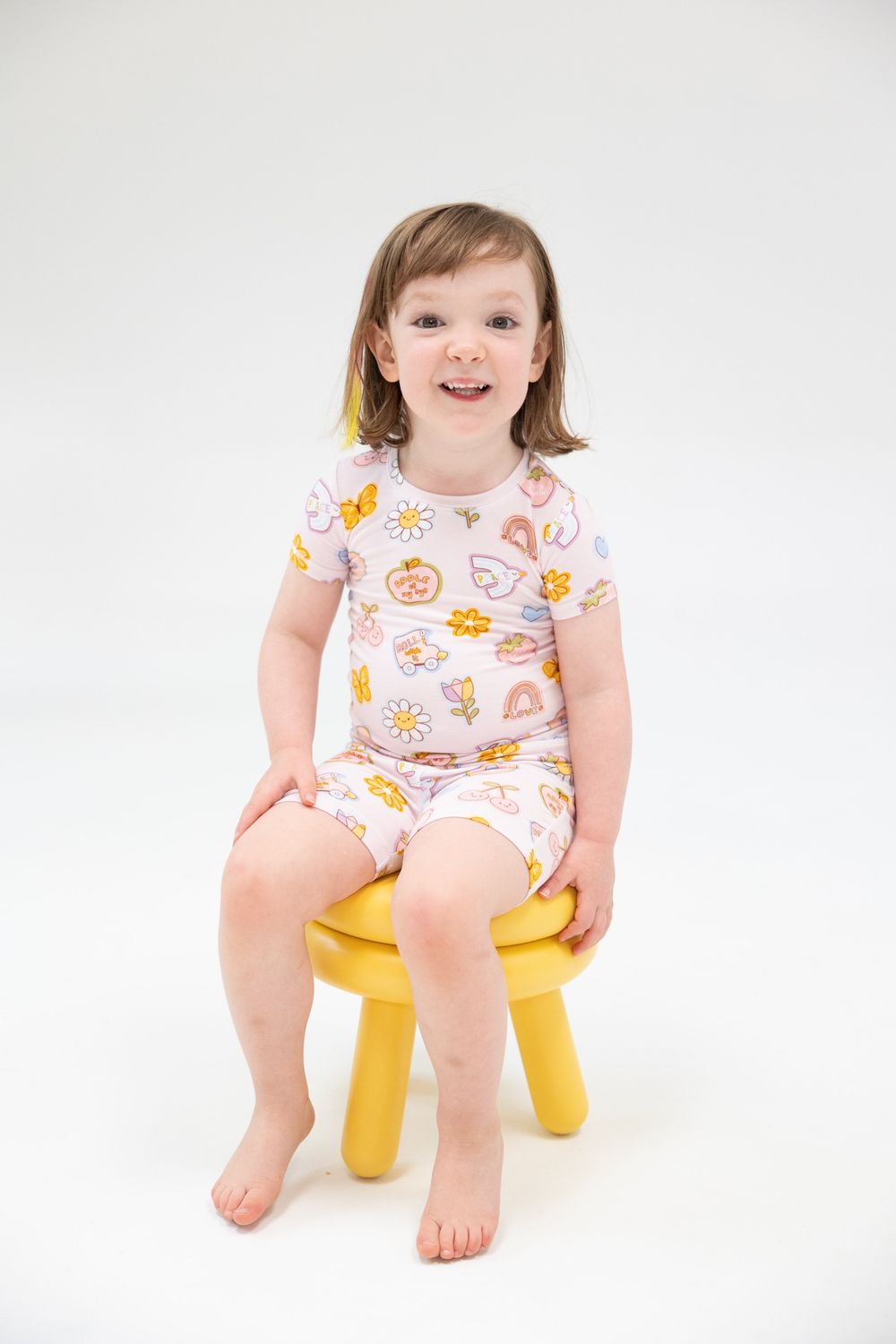 Angel Dear Groovy Vibes Stickers Pink Loungewear Short Set