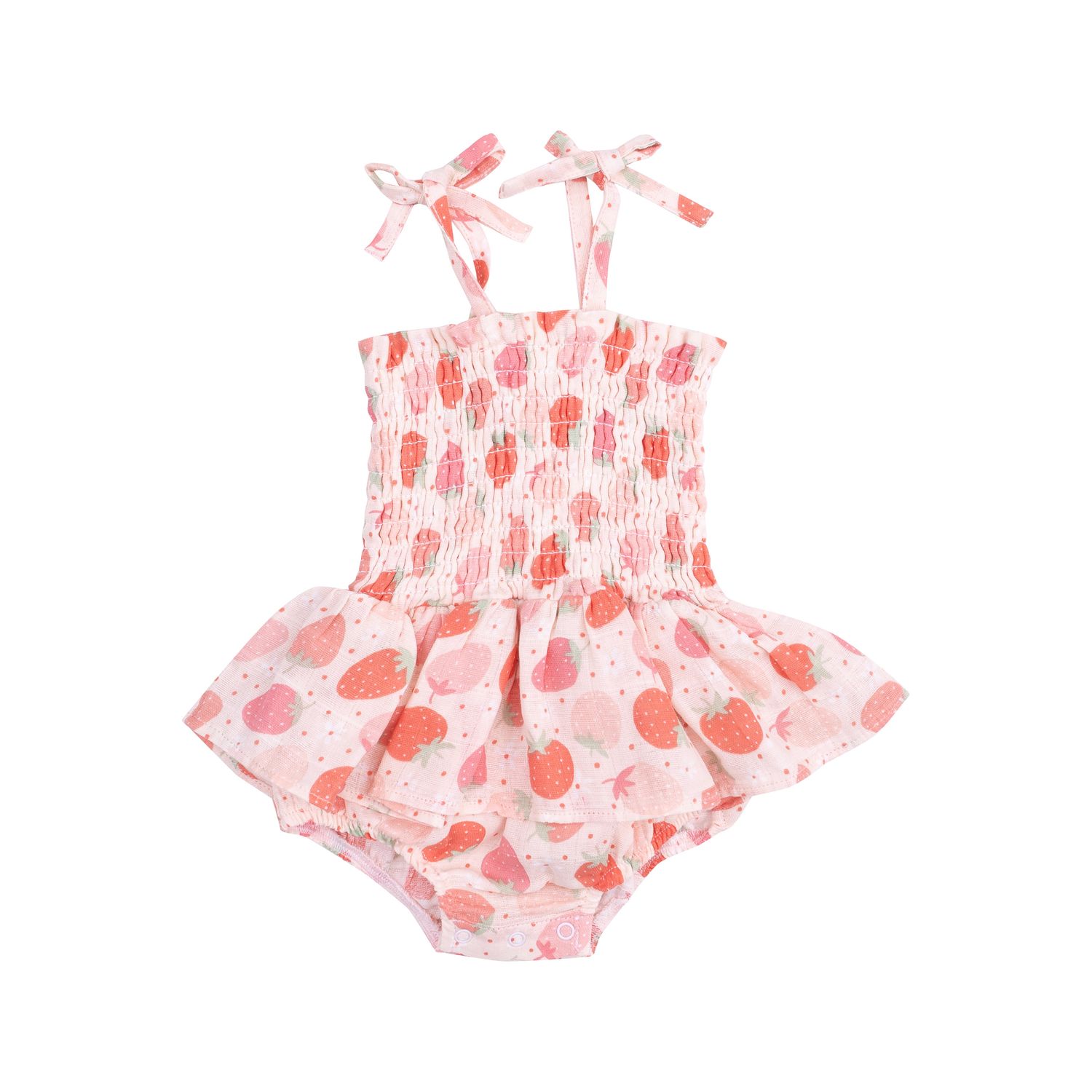 Angel Dear Strawberry Bliss Smocked Bubble W/Skirt