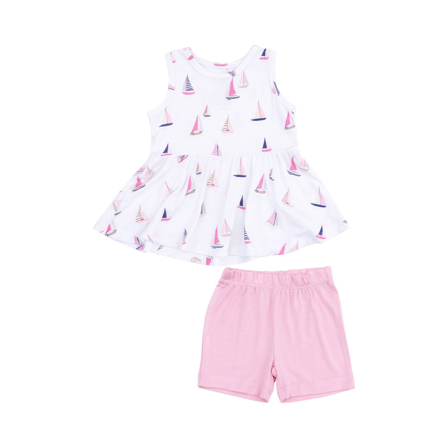 Angel Dear Sailboats Pink Peplum Tank Top &amp; Bike Short