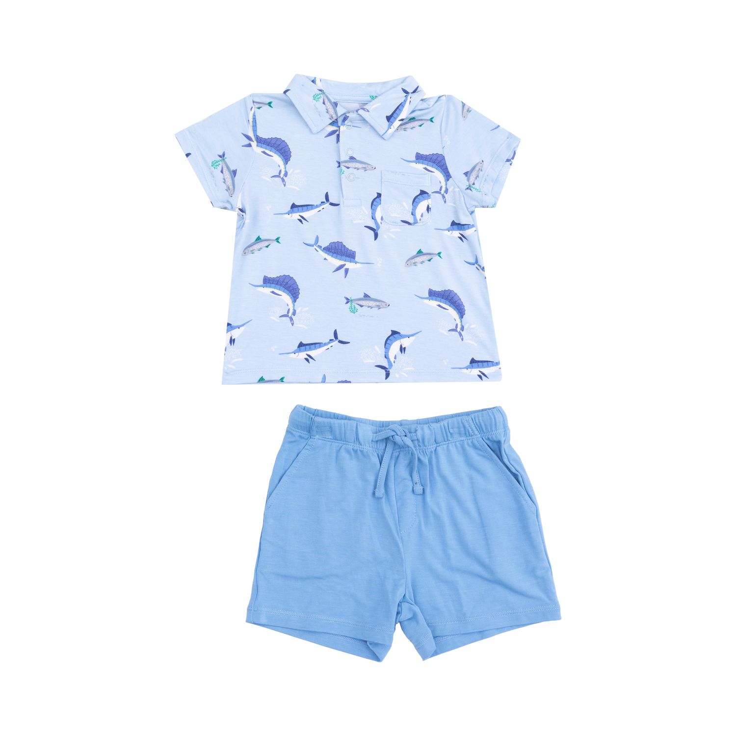 Angel Dear Deep Sea Fishing Blue Polo S/S Shirt &amp; Casual Short